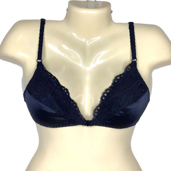 Maidenform Other - VTG Maidenform Bra 34B Black Sweet Nothings Nylon Lace Sheer Band Front Close